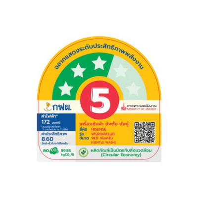 Hisense เครื่องซักผ้า 2 ถัง รุ่น WSRB1413UB ความจุ 14 kg
