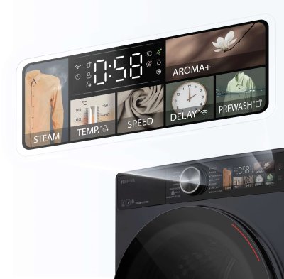 โตชิบา 10.5/7 กก. ซัก-อบผ้า ฝาหน้า รุ่น TWD-T25BZU115MWT(MG)