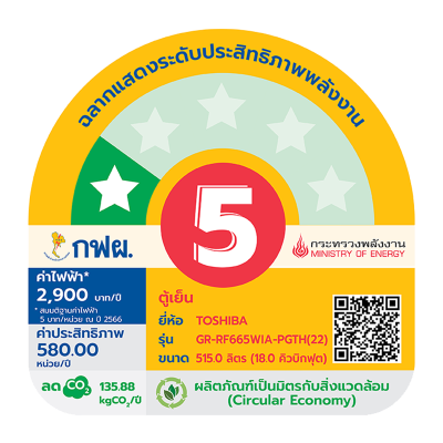 โตชิบา 18 คิว ตู้เย็นหลายประตู รุ่น GR-RF665WIA-PGTH(22) (ระบบทำน้ำแข็งอัตโนมัติ)
