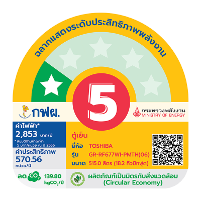 โตชิบา 18.2 คิว ตู้เย็นหลายประตู รุ่น GR-RF677WI-PMTH(06)