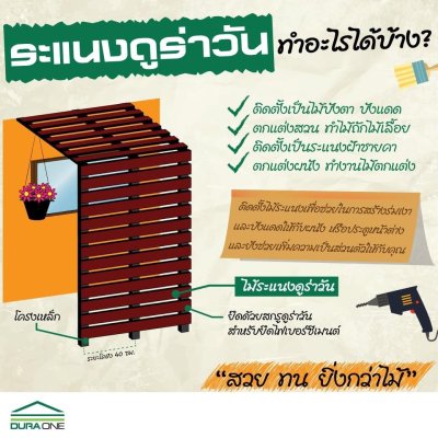 ไม้ระแนง เรียบ/ลบมุม 3"x3ม.สีซีเมนต์ ดูร่าวัน