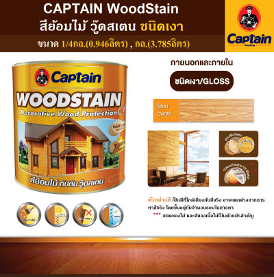 สีย้อมไม้กัปตันวู๊ดสเตน #CW99N สีใสเงา 1/4กล.(0.946ลิตร)