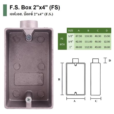 F.S. BOX 2"x4" 1/2" FS