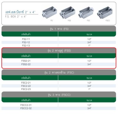 F.S. BOX 2"x4" 1/2" FSS