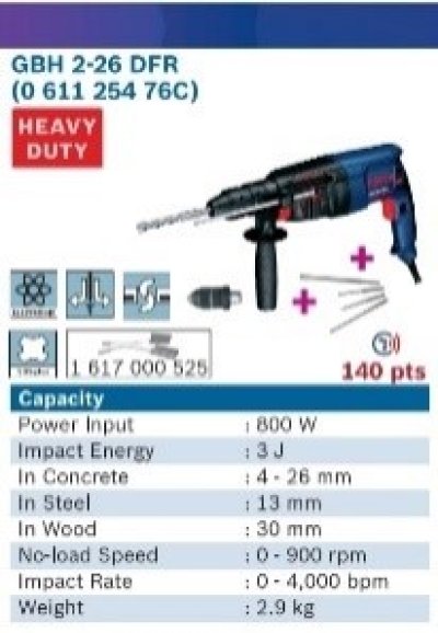 สว่านโรตารี่ 26มม.GBH2-26DFR BOSCH