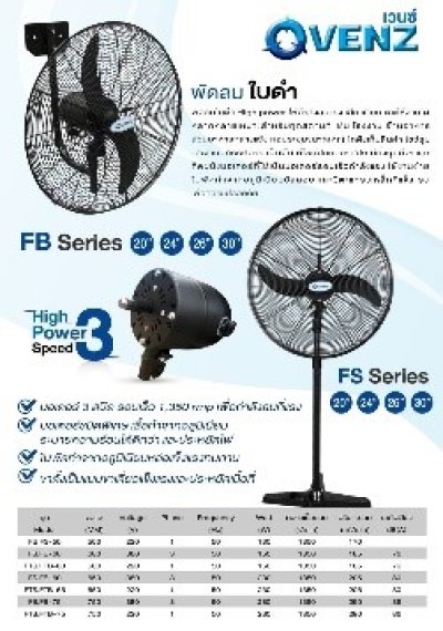 พัดลมติดผนังใบดำ 24" VENZ