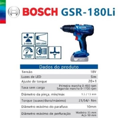 สว่านไขควงไร้สาย GSR180-LI BOSCH