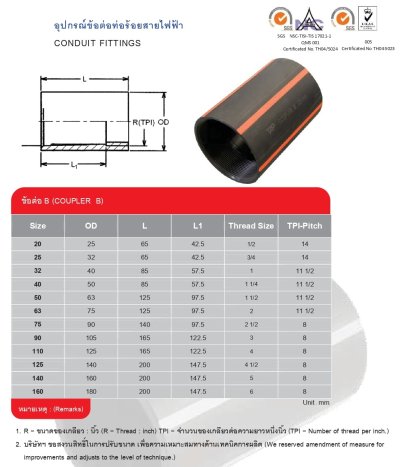 ข้อต่อตรง HDPE 90มม. (เกลียว) ดาดส้ม