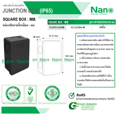 กล่องพักสาย(มิล) 4x4" สีดำ NANO-44M-B