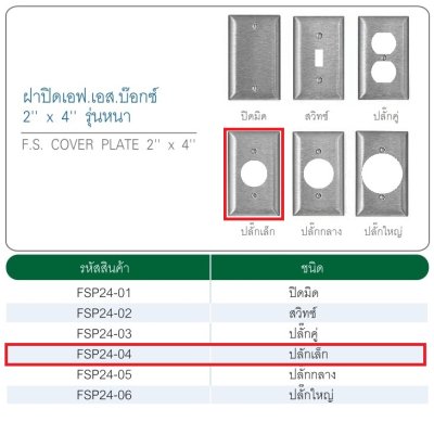 ฝาปิด FS 2"x4" ปลั๊กเล็ก