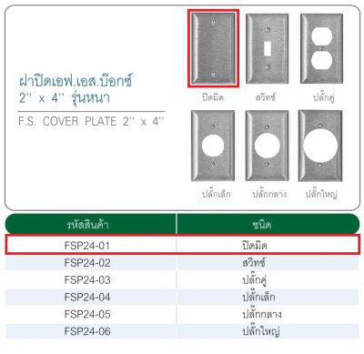 ฝาปิด FS 2"x4"ปิดมิด