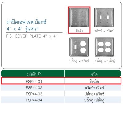 ฝาปิด FS 4"x4" ปิดมิด