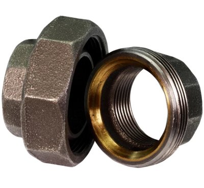 ยูเนียนสตีมดำ 1/4" ใส้ทองเหลือง