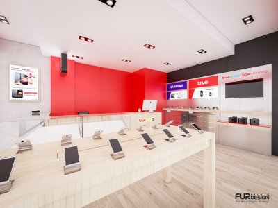 ออกแบบ 3D ร้านจำหน่ายมือถือ True shop สถานที่ : BIG C สัตหีบ  จ. ชลบุรี 