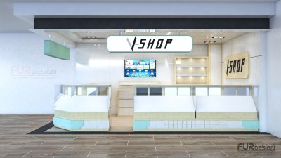 ออกแบบ 3d ร้านจำหน่ายมือถือ ร้าน v - shop มาบุญครอง เซ็นเตอร์ (MBK Center) กรุงเทพมหานคร