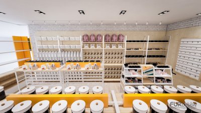 ออกแบบ 3D ร้าน MOMENT  ร้านจำหน่ายกิ๊ฟช็อป ขายสินค้าหลายหมวดหมู่ เช่น เครื่องสำอาง , กระเป๋า , รองเท้า , ของใช้ในชีวิตประจำวัน , ของตกแต่งบ้าน ฯลฯ 