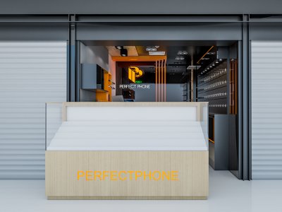 ออกแบบ 3D และติดตั้งร้านจำหน่ายมือถือ ร้าน PERFECT PHONE ห้างมาบุญครอง (MBK) กรุงเทพมหานคร