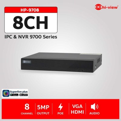 HP-9708 เครื่องบันทึก NVR 8Ch H.265+ Support 5MP / Audio