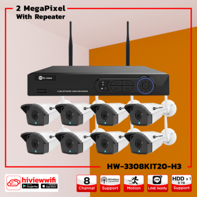 HW-3308KIT20-H3 WiFi Kit Set 8 ช่อง ความคมชัด 2 ล้านพิกเซล