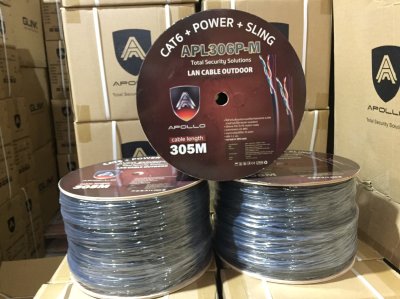 Apollo LAN CAT6 APL306P-M OUTDOOR+POWER+SLING 305 M สีดำ Apollo LAN CAT6 APL306P-M OUTDOOR+POWER+SLING 305 M สีดำ