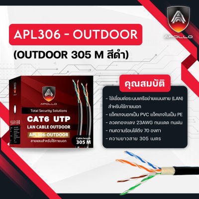 Apollo LAN CAT6 APL306-OUTDOOR สีดำ