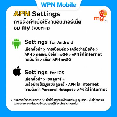 WPN Mobile วิธีตั้งค่าAPN ซิม My By NT