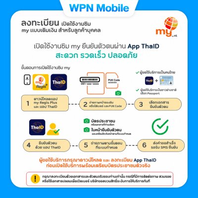 WPN Mobile วิธีลงทะเบียนซิม My By NT