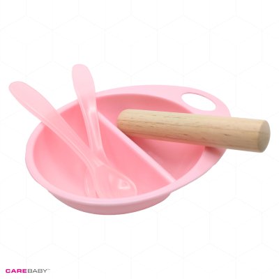 Baby Bowl with Fork, Spoon and Wooden Masher