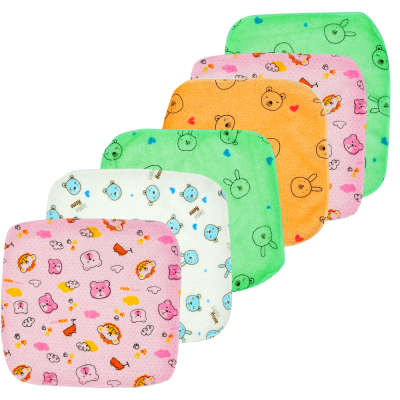 6 Pack Cotton Hand & Face Towels  Printed Bear Pattern