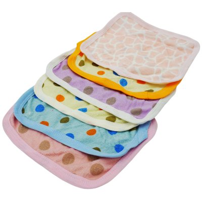 6 Pack Cotton Hand &  Face cloths Polka dot Pattern with trim