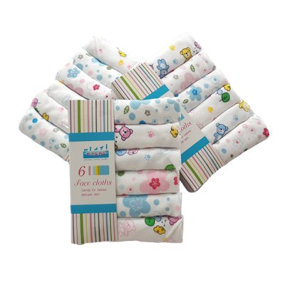 6 Pack Interlock face cloths Flower Pattern