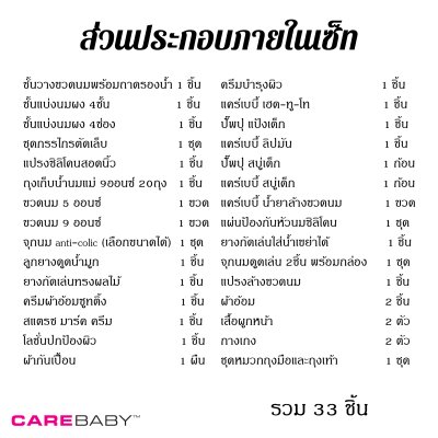 เซ็ทของใช้เด็กสำหรับเด็กอ่อน 33 ชิ้น คละลาย