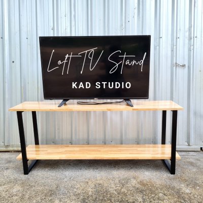 KADStudio ชั้นวางทีวีไม้แท้ขาดำ (K64)