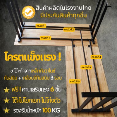 KADStudio L-Desk โต๊ะคอมไม้แท้ ตัว L เข้ามุม 180/150 ซม แถมฟรี! ที่วางจอคอม