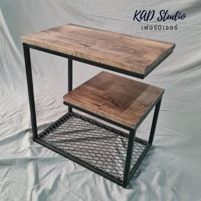 KADStudio โต๊ะข้างเตียงไม้แท้ G-Shape (K128)
