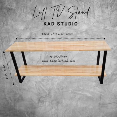 KADStudio ชั้นวางทีวีไม้แท้ขาดำ (K64)