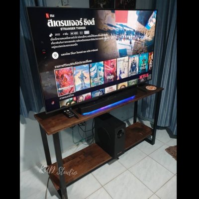 KADStudio ชั้นวางทีวีไม้แท้ขาดำ (K64)