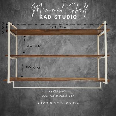 KADStudio ชั้นวางไม้โอ๊ควินเทจ 3 ชั้นขาว (K142)