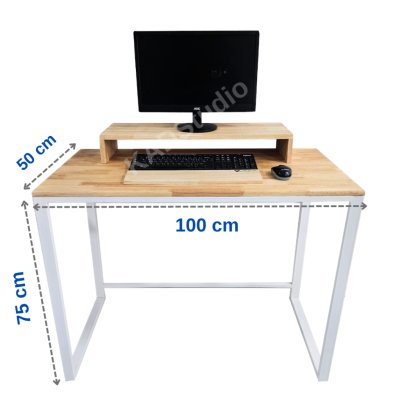 KADStudio โต๊ะคอมไม้ใสขาว 100 ซม. (K116)