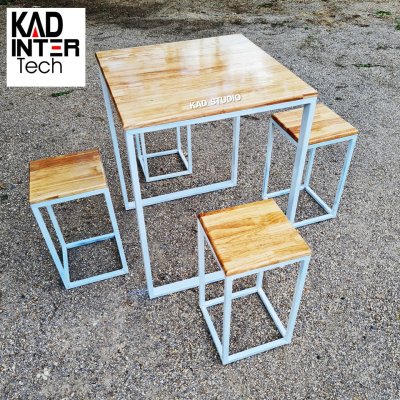 KADStudio เก้าอี้ลอฟท์ไม้แท้เหล็กกันสนิม (K175)