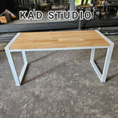 KADStudio โต๊ะโซฟาไม้แท้ลอฟท์ขาว 85x40x40 (K181)