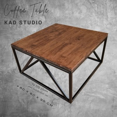 โต๊ะกลางโซฟา โต๊ะกาแฟ  Modern 60 x 60 x 30 ซม งานไม้แท้ เคลือบ PU