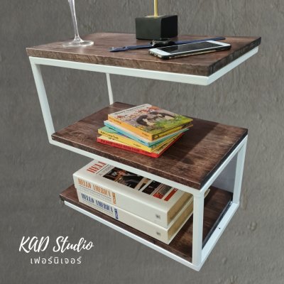 KADStudio โต๊ะข้างเตียงไม้แท้ตัว S ดำ (K190)