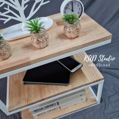 KADStudio โต๊ะข้าง S ไม้แท้ขาวใส (K63)