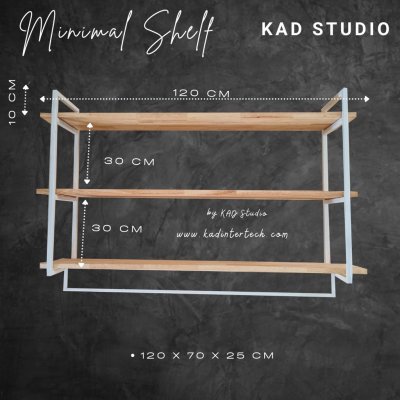 KADStudio ชั้นวางติดผนังไม้ใสวินเทจ (K98)
