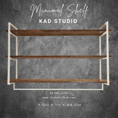 KADStudio ชั้นวางไม้โอ๊ควินเทจ 3 ชั้นขาว (K142)