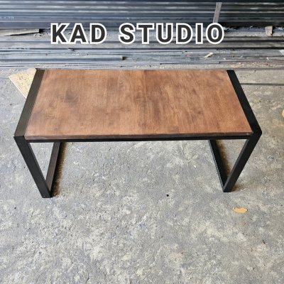 งานไม้แท้  โต๊ะกลางโซฟา โต๊ะกาแฟ KADStudio งานไม้แท้ ทำจากเหล็กสไตล์ลอฟท์ 85x40x40 ซม. เหล็กดำ ไม้สีโอ๊ค