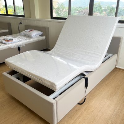 เตียงปรับระดับยกหัว-ท้าย ขนาด 3.5ฟุต บิวต์หุ้มหนัง PVC (เลือกสี ความหนาที่นอนได้)