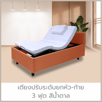 เตียงปรับระดับยกหัว-ท้าย 3ฟุต สีน้ำตาล