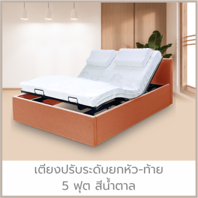 เตียงปรับระดับยกหัว-ท้าย 5ฟุต สีน้ำตาล